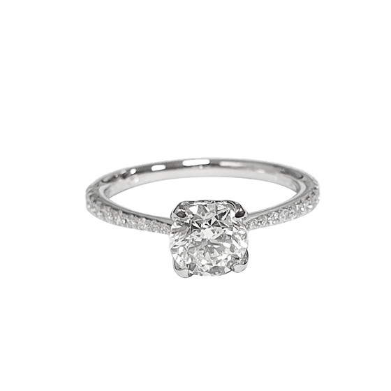 1.10ct SI1/E Round Diamond Shoulder Set Engagement Ring