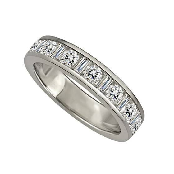 1.03ct VS/E-F Round and Baguette Diamond Eternity Ring