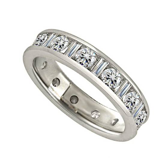 2.00ct VS/E-F Round and Baguette Diamond Full Eternity Ring