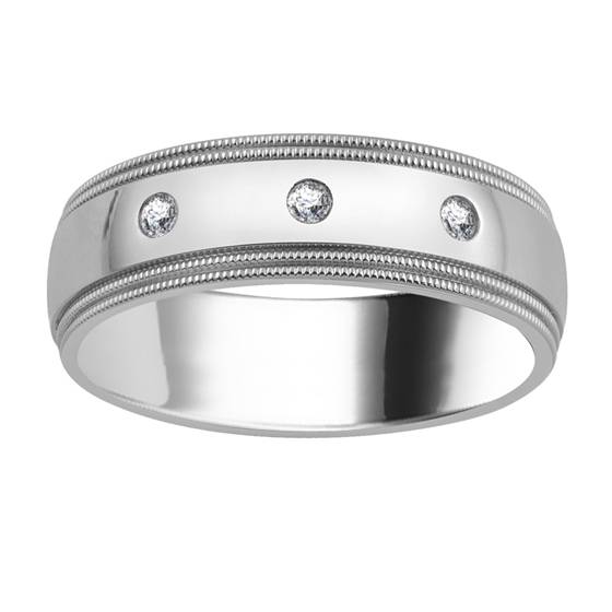 0.06ct VS/E-F 7mm Mens Round Diamond Ring