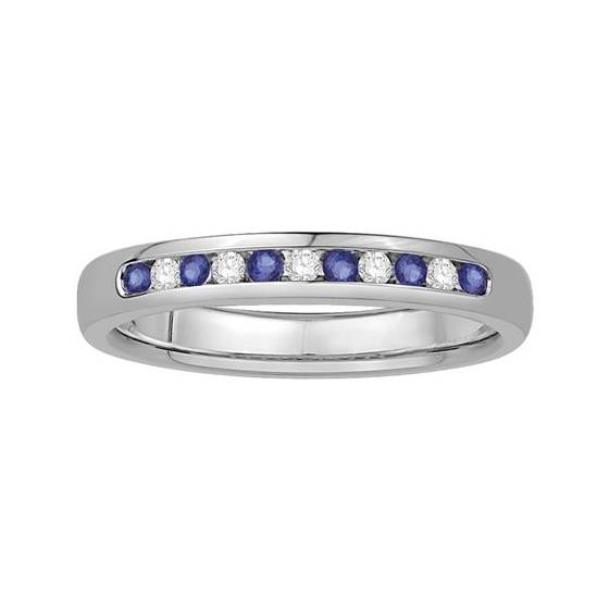 0.15ct VS/E-F 3mm Blue Sapphire and Diamond Eternity Ring