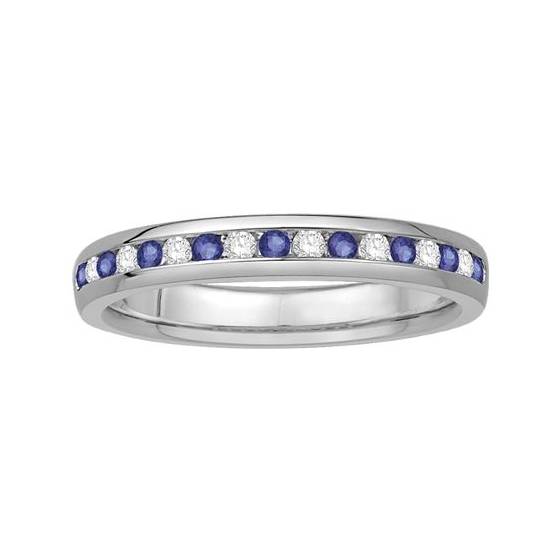 0.25ct VS/E-F 3mm Blue Sapphire and Diamond Eternity Ring