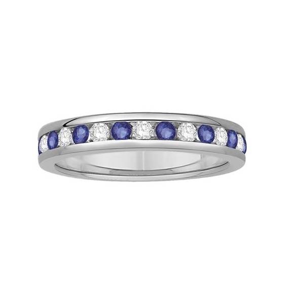 0.50ct VS/E-F 3.5mm Blue Sapphire and Diamond Eternity Ring