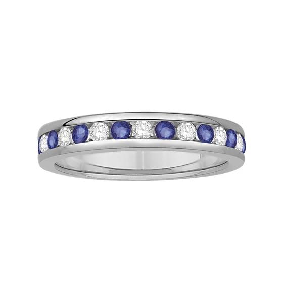 0.50ct VS/E-F Blue Sapphire and Diamond Eternity Ring