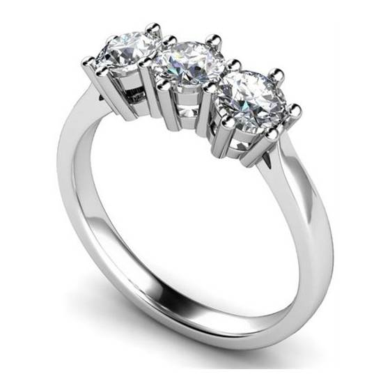 0.74ct SI2/F Elegant Round Diamond Trilogy Ring