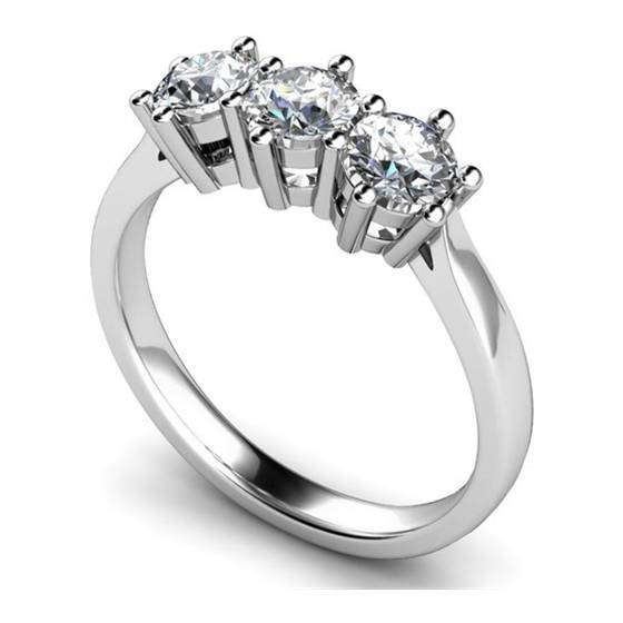 0.90ct I1/F Round Diamond Trilogy Ring