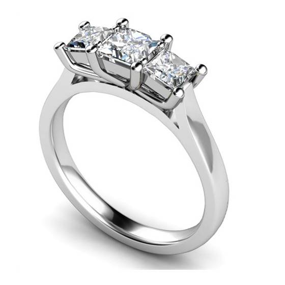 0.75ct SI1/G Princess Diamond Trilogy Ring