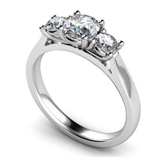 0.33ct VS/F-G Round Diamond Trilogy Ring