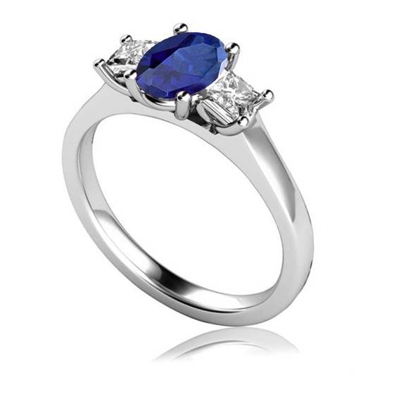 1.00ct SI1/F Oval Gemstone and Princess Diamond Trilogy Ring