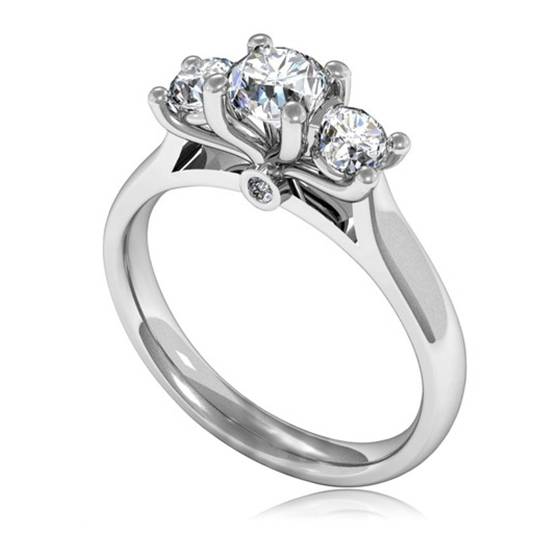 0.77ct SI/F-G Round Diamond Trilogy Ring