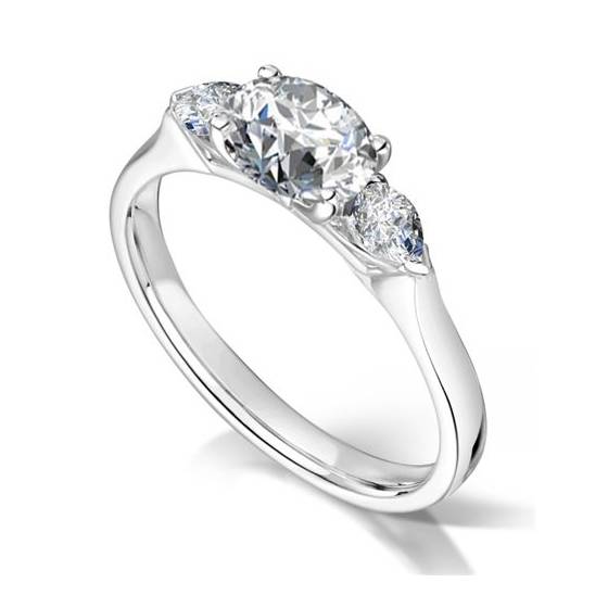 0.51ct VS2/G Traditional Oval and Pear Diamond Trilogy Ring