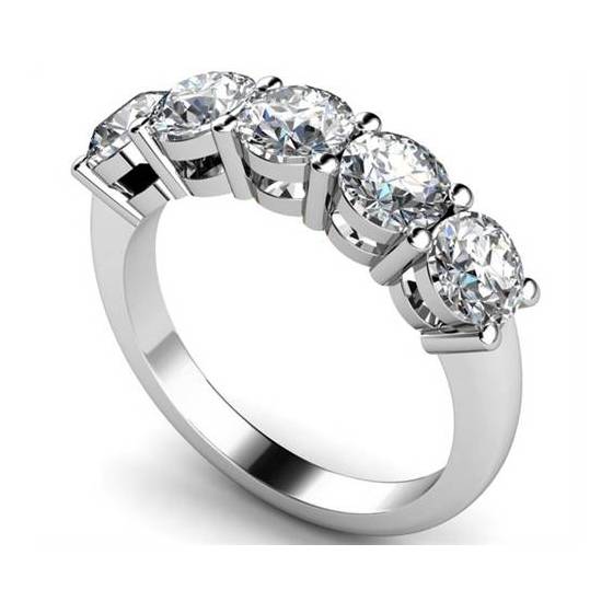 2.00ct VS/D-E Lab Grown Round Diamond 5 Stone Ring