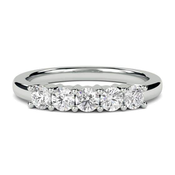 1.00ct VS1/E 5 Stone Round Diamond Half Eternity Ring