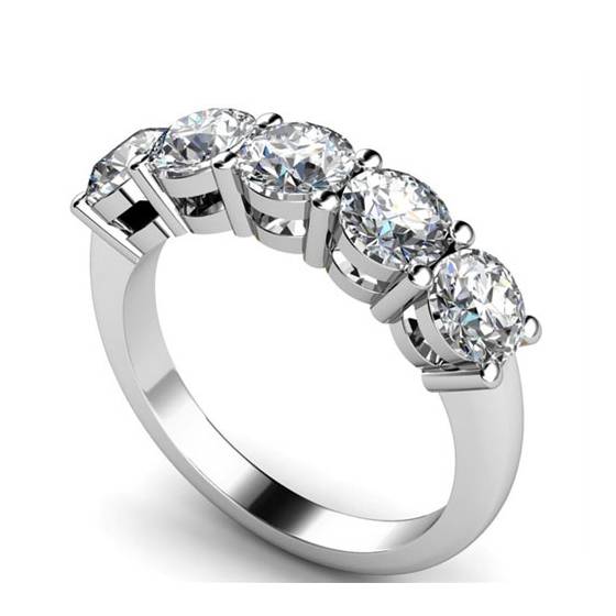 2.00ct VS/D-E 5 Stone Round Lab Grown Diamond Half Eternity Ring