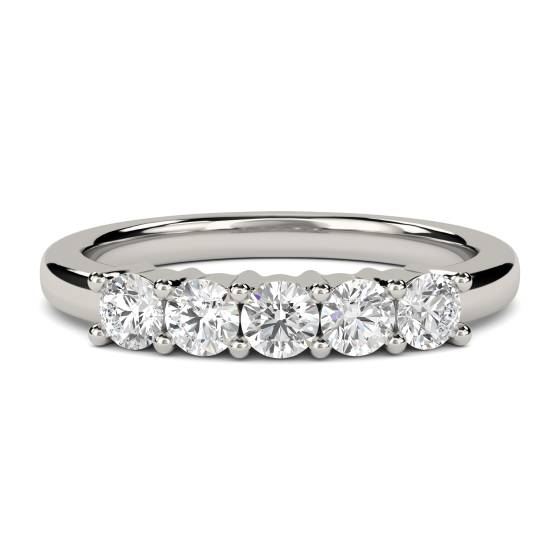 1.50ct VS/D-E 5 Stone Round Labgrown Diamond Half Eternity Ring