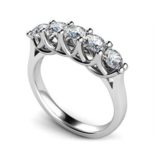 0.50ct SI2/F-G 5 Stone Round Diamond Half Eternity Ring