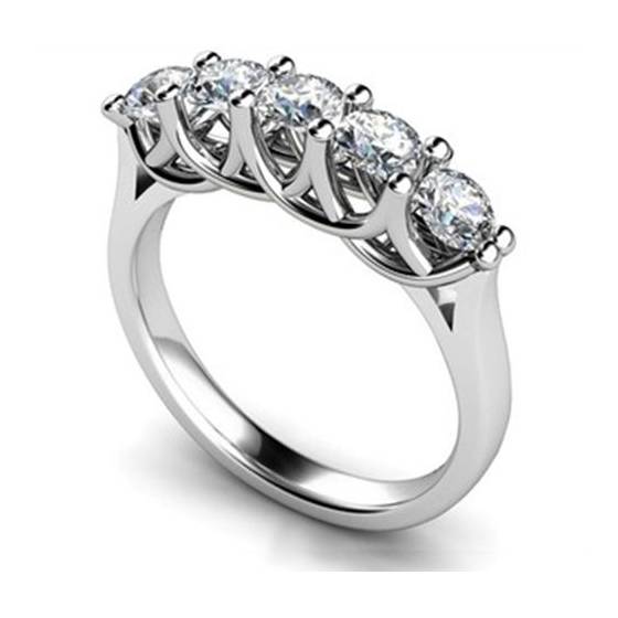 1.00ct VS2/G 5 Stone Round Labgrown Diamond Half Eternity Ring