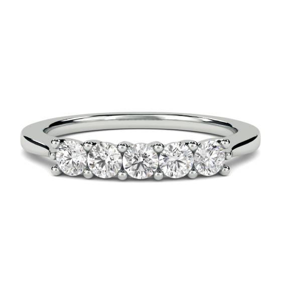 0.50ct SI2/F 5 Stone Round Diamond Half Eternity Ring