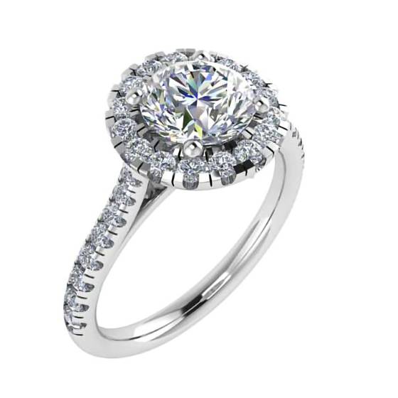 0.90ct SI1/F Round Diamond Halo Ring