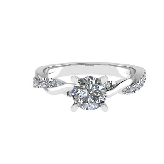 1.30ct I1/E Round Diamond Shoulder Set Twist Ring