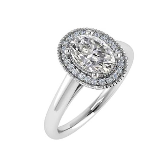 0.65ct VS1/E Oval Diamond Halo Ring