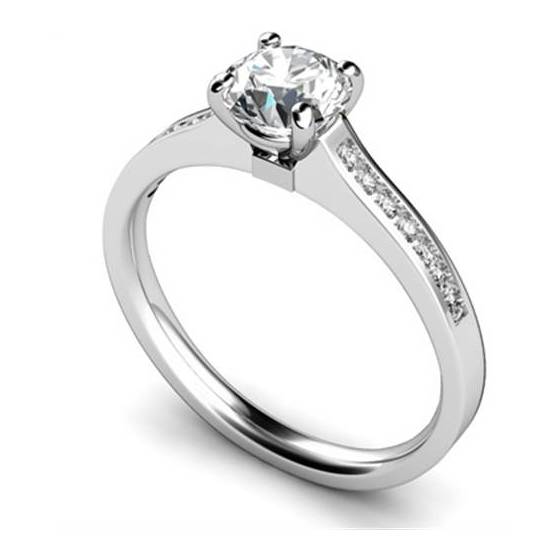 1.20ct SI1/G Round Diamond Shoulder Set Ring