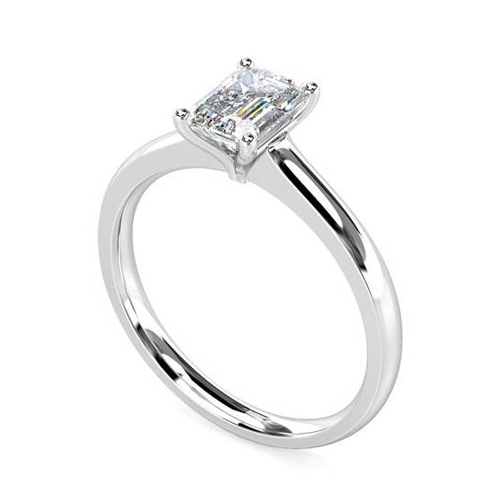 0.90ct VS2/F Traditional Emerald Diamond Engagement Ring