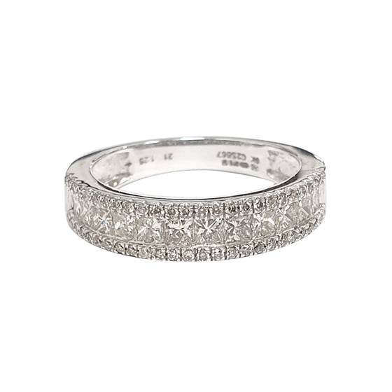 1.25ct VS/G-H Designer Vintage Round and Princess Cut Half Prong Eternity Ring