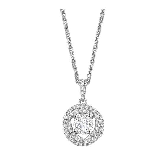 1.20ct SI/F-G Stylish Round Diamond Double Halo Pendant