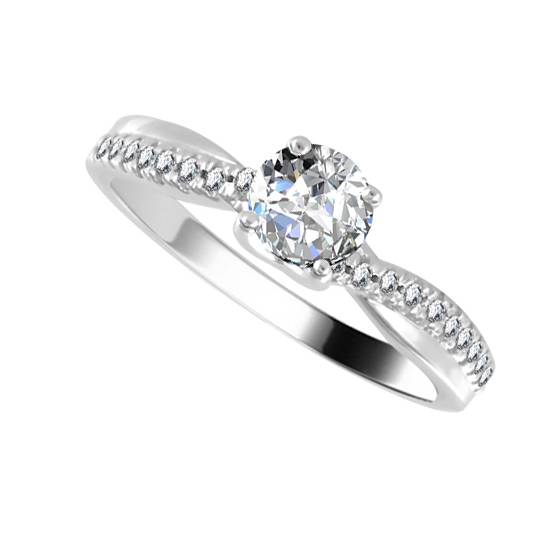 0.50 SI2/F Infinity Round Shoulder Set Diamond Engagement Ring