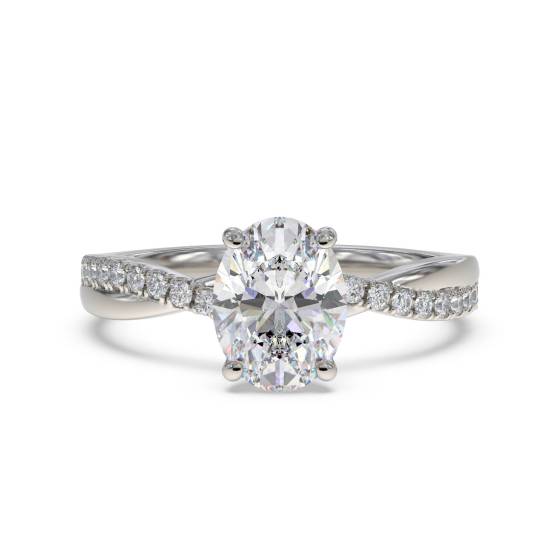 0.90ct VS2/E Oval cut Diamonds Shoulder Set Engagement Ring
