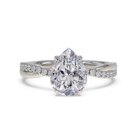 0.75ct SI1/D Pear cut Diamonds Shoulder Set Engagement Ring