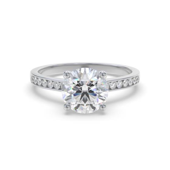 0.80ct SI1/F Round cut Diamonds Shoulder Set Engagement Ring