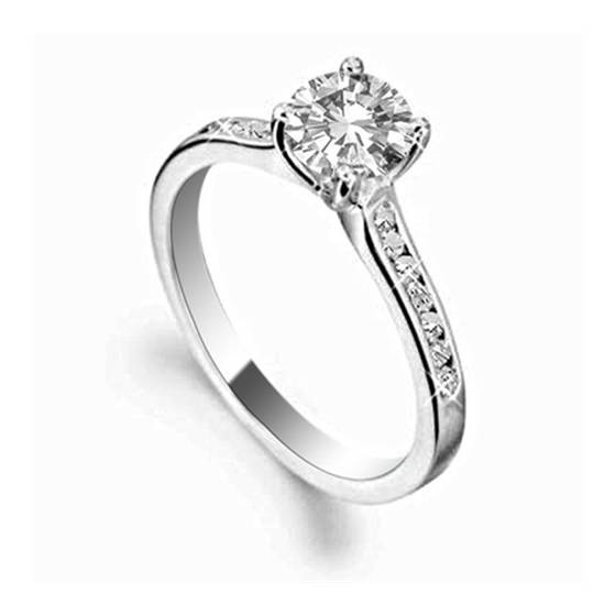 1.50ct SI1/D Round Lab Grown Diamond Shoulder Set Engagement Ring