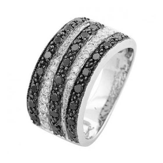 1.00ct I1/F-G Stripy Black and White Diamond Ring