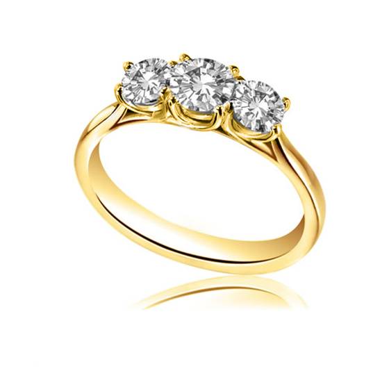 0.80ct SI/D-E Crossover Round Diamond Trilogy Ring