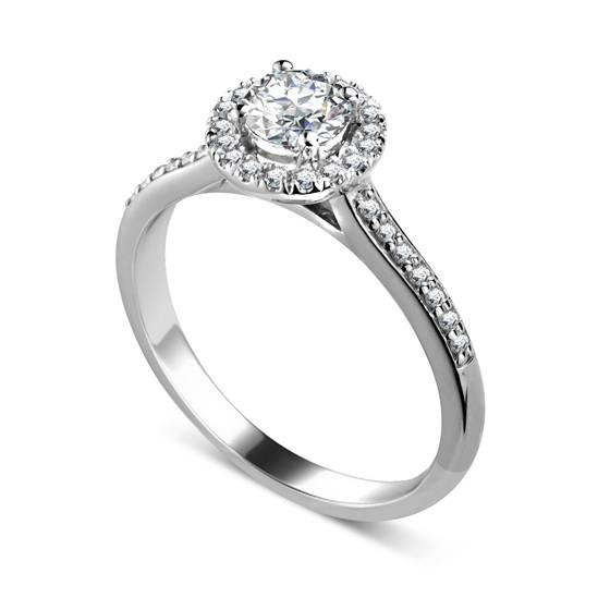 1.00ct SI2/F Round Diamond Single Halo Shoulder Set Ring