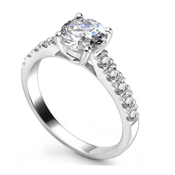 1.02ct I1/F Shoulder Set Diamond Engagement Ring