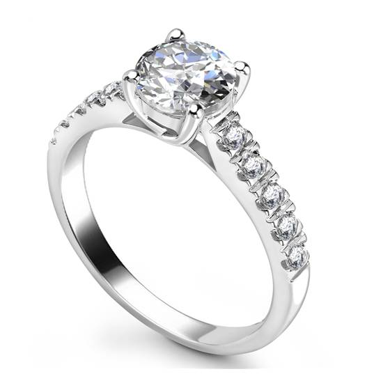 0.85ct SI2/F Round Shoulde Diamond Ring in Platinum