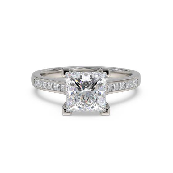 1.25ct SI1/G Princess Diamond Shoulder Set Ring