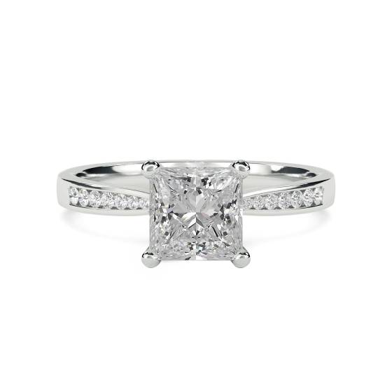 0.75ct VS1/F Princess Diamond Shoulder Set Ring