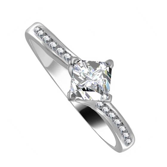 1.20ct VVS2/E Princess Diamond Shoulder Set Ring