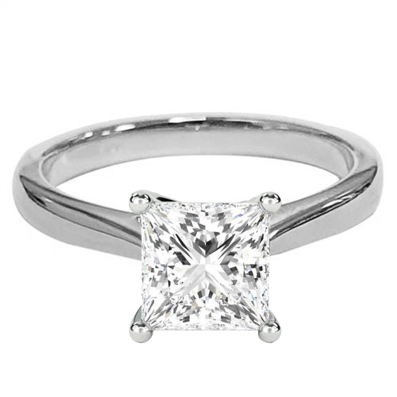 3.00ct Si2/F Princess Diamond Solitaire Ring