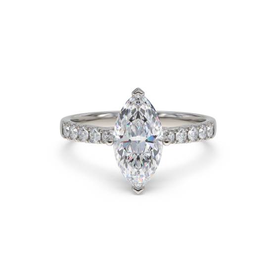 2.01ct VS1/G Marquise Diamond Shoulder Set Ring