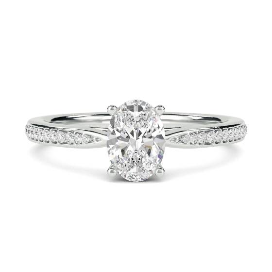 0.50ct SI2/G Oval Diamond Shoulder Set Ring