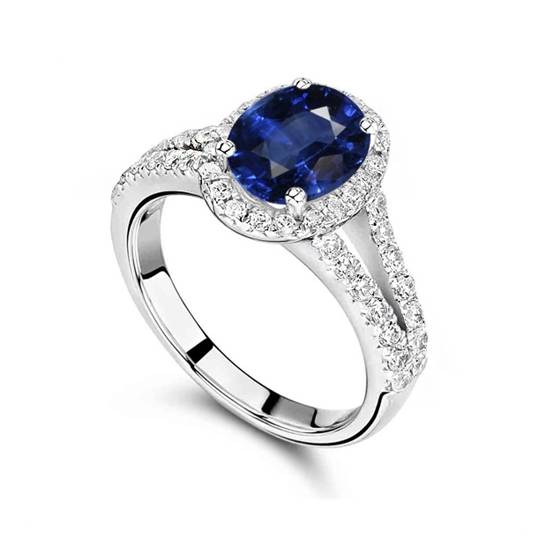 1.00ct VS2/F-G Blue Sapphire Diamond Ring