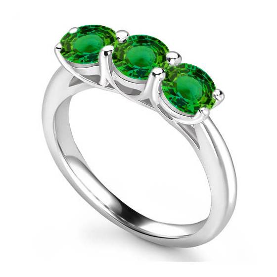 0.91ct SI1/H Classic Emerald Diamond Trilogy Ring