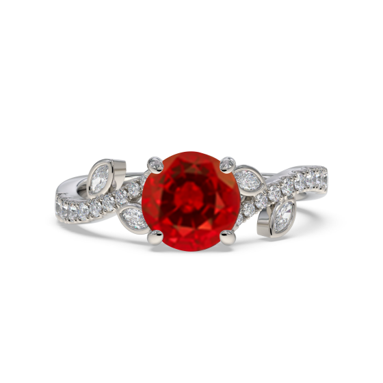 1.30ct VS/E-F Round Ruby and Diamond Gemstone Ring