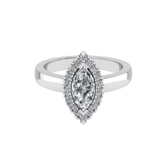 0.75ct SI/F-G Marquise Diamond Halo Engagement Ring