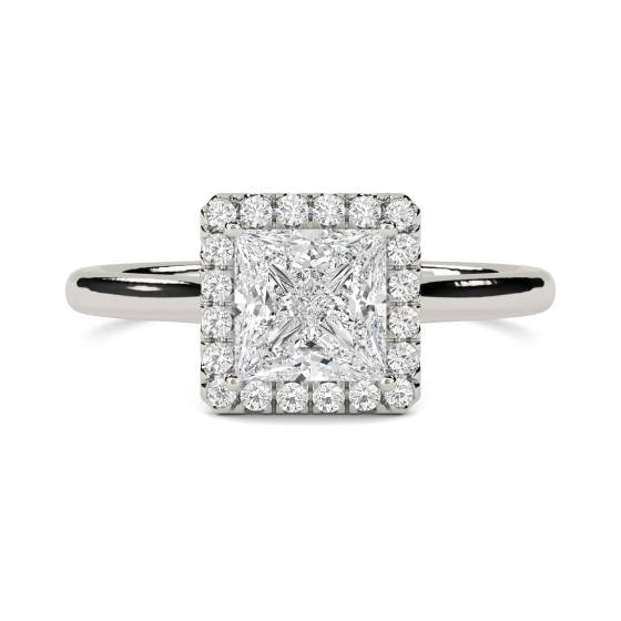 1.30ct SI2/G Elegant Princess Diamond Single Halo Ring